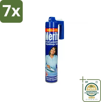 7 x Merito - Strijkspray - 500 ml - Grootverpakking - Strijkspray - Linnen Strijken - Kleuren Herstellen - Strijken Makkelijker - Frisse Geur