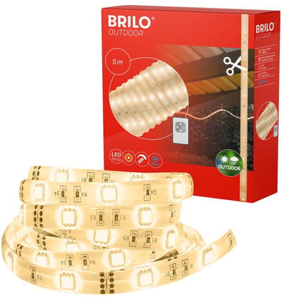 BRILONER VARMA - LED Strip 5 meter - buitenverlichting - tuinverlichting - lichtsnoer buiten - IP44 - 3000 Kelvin - 240 lm - kunststof