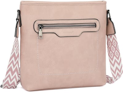 TAN.TOMI Dames Schoudertas – Modieuze Crossbodytas van Kunstleer met Verstelbare Brede Schouderriem en Multi-Vakken - Roze