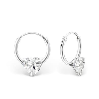 Aramat Jewels | Oorringen | Zilveren Kinder Oorringen Hartjes Zirkonia – 12mm 925 Zilver | | | |12mm | Zilver | Kinderen, Volwassenen | Verkleurd niet
