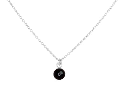 ARLIZI 2132 Ketting zwart onyx cabochon hanger - sterling zilver - 44 cm