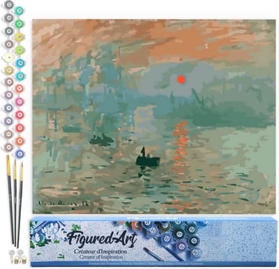 Figured'Art Schilderen op Nummer Volwassenen canvas Monet Zonsopgang - Handwerk acrylverf Kit DIY Compleet - 40x50cm zonder frame