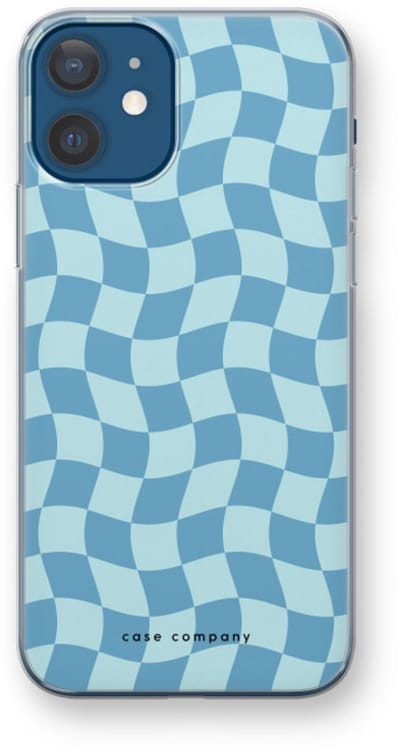 Case Company® - Hoesje geschikt voor iPhone 12 hoesje - Grid Blauw - Soft Cover Telefoonhoesje - Bescherming aan alle Kanten en Schermrand
