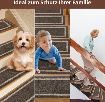 traptreden, matten, zelfklevend, bruin rechthoekig, voor buiten, binnen, veiligheids-trapmat voor kinderen 4stuks