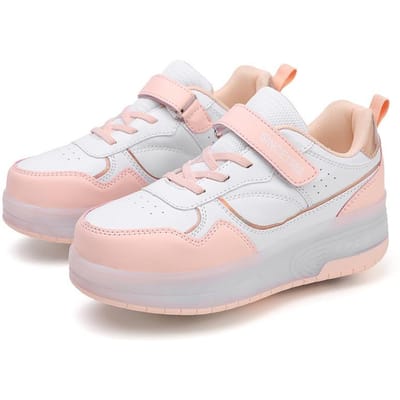 Chaussures de Défilé Filles Chaussures à Roulettes pour Étudiants à Double Roue Chaussures Burst Chaussures à Roulettes à Quatre Roues pour Garçons 40 white