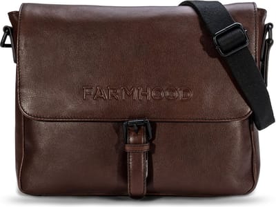 Farmhood Business tas Schoudertas Memphis Messenger 1F Dark Brown Donkerbruin