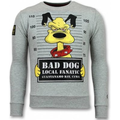 Bad Dog Trui - Cartoon Heren Sweater - Grijs