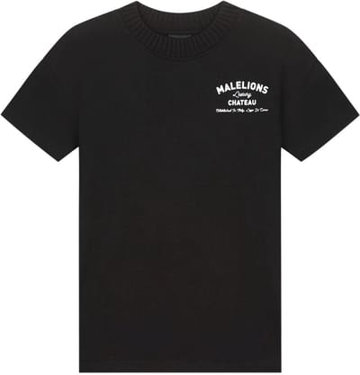 Malelions Relaxed Knitted Collar T-shirt Polo's & T-shirts Jongens - Polo shirt - Zwart - Maat 128