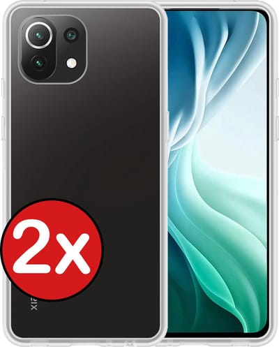 Hoesje - 2 Stuks - Geschikt voor Xiaomi Mi 11 - Sterk & Shockproof - Telefoonhoes - Back Cover - Case Siliconen - Telefoon Hoes - Transparant