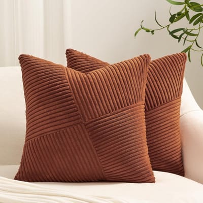 Set van 2 Boho Kussenslopen 60 x 60 cm in Rustkleur, Katoenen Corduroy, Modern Decor voor Bank, Slaapkamer en Stoel