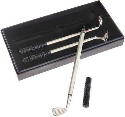 Dailygoods- Golfputter Miniatuur Set - 3x Balpennen - Golfclub Cadeau - Geschenkdoos - Perfect voor Golfliefhebbers - Rubber Grip - Balpen
