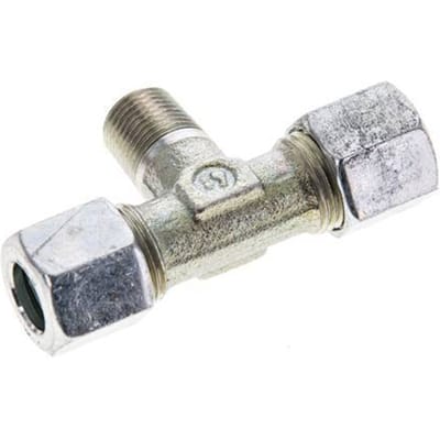 8LL & R1/8'' Verzinkt Stalen T-stuk Snijringkoppeling Buitendraad 100bar ISO 8434-1