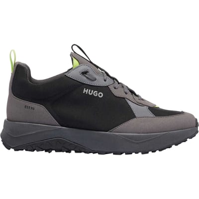 Hugo Kane Runn herenschoenen van textiel met vetersluiting (Zwart)