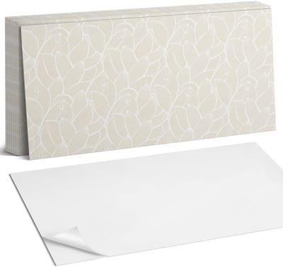 Coloray Plaktegels - Delicate bladeren in golven Zelfklevende Wandtegels - 40 cm x 20 cm - Romig Plaktegels - 10 stuks - Rechthoek PVC Tegels - Plaktegels Badkamer - Vloertegels Zelfklevend - Vinyl Tegels Zelfklevend - Portugese Tegels