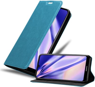 Cadorabo Hoesje geschikt voor Huawei Y6S in BENZINE TURKOOIS - Beschermhoes met magnetische sluiting, standfunctie en kaartvakje Book Case Cover Etui