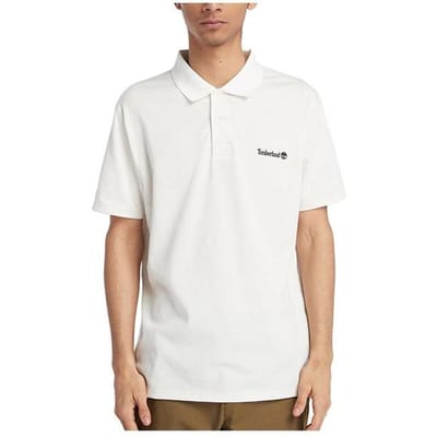 Timberland Effen Ademend Vochtafvoerend Poloshirt met Korte Mouwen Heren Poloshirts Vintage-Wit A2ND5-CM9 L white