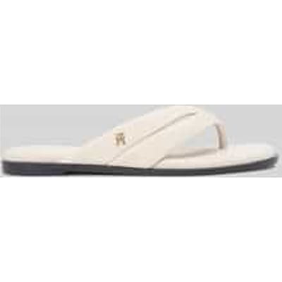 Teenslippers met logo-applicatie van echt leer