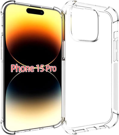MobyDefend Hoesje - Geschikt voor iPhone 15 Pro - Transparante Shockproof TPU Backcover - Verstevigde Hoeken - Volledig Doorzichtig