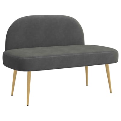 vidaXL - Gevuld - bankje - met - rugleuning - Donkergrijs - 110 - x - 60 - x - 76 - cm