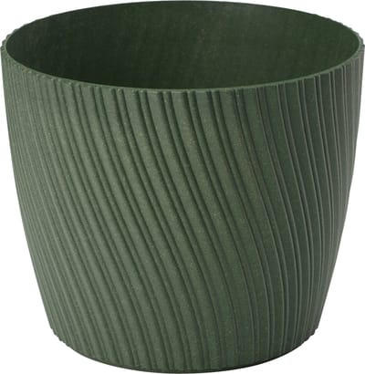Form Plastic Plantenpot/bloempot Waves - kunststof - donkergroen - D15 x H12 cm - rond