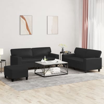 vidaXL - 3-delige - Loungeset - kunstleer - zwart