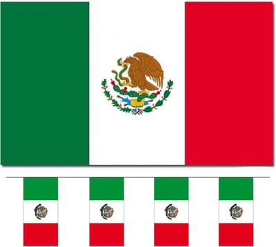Bellatio Decorations - Vlaggen versiering set - Mexico - Vlag 90 x 150 cm en vlaggenlijn 4 meter