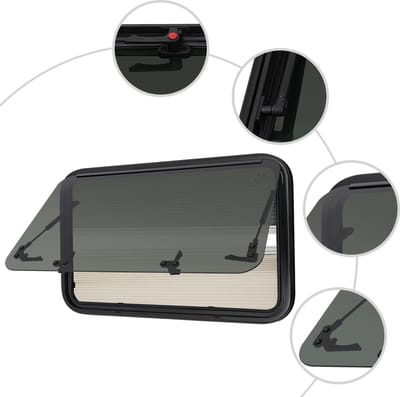 Mygroot - Camperraam - Caravan - 800x500mm - Windows Gehard glas - Ronde hoeken - Raam openend naar buiten - Voor campers en caravans.