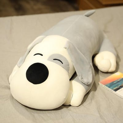 KUY Schattig Kawaii Hond Pluche Speelgoed Knuffelbare Puppy Kussen Zachte Slaapmaatje voor Kinderen Meisjes Verjaardagscadeau Kerst Valentijnsdag 50cm grijze kleur