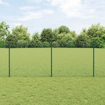 vidaXL - gaashek - met - palen - 25 - x - 1 - m - PVC-Coated - Staal - Groen - Mesh