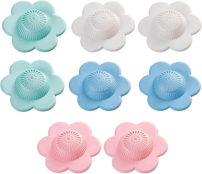 Siliconen vloerafvoer deksel set van 8 stuks, keukenafvoerfilter, anti-blokkerend deksel voor badkamers en balkons, waterdicht en duurzaam.