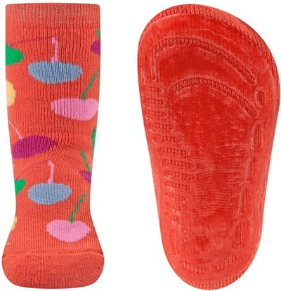 Antislipsokken Ewers Kindermaat - Oranje met Kersen Blauw/Roze/Groen/Geel - Siliconenzool-