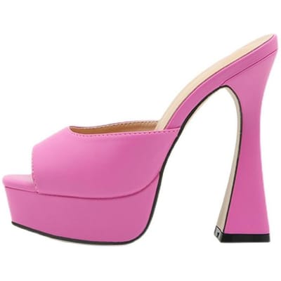 Nieuwe Peep Toe Platform Hakken Muiltjes Pantoffels Dames Mode Roze Sandalen Voor Vrouwen Slides Feest Stripper Schoenen Pumps 39 roze