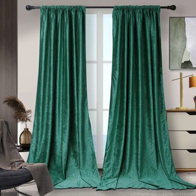 Fluweel Gordijnen - Verduisterende Gordijnen - Kant en Klaar Gordijn - Moderne Fluweel Gordijnen in Prachtige Kleuren - Geschikt Voor Woonkamer en Slaapkamer - Perfecte Verduistering - B 132 x H 183cm - Groen