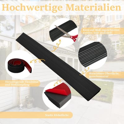Rolstoelhelling Drempelhelling 100x6,5x2,5CM PVC Antislip Oprijplaat voor Rolstoel, Kinderwagen of Rollator