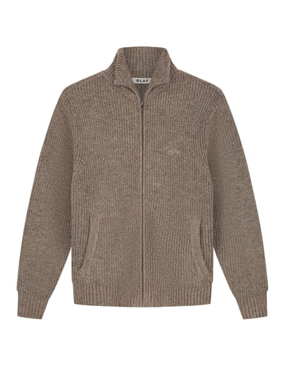 Olaf Signature Zip Knitted Sweaters Bruin M260706