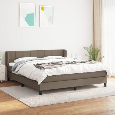 vidaXL - Boxspring - met - matras - stof - taupe - 160x200 - cm