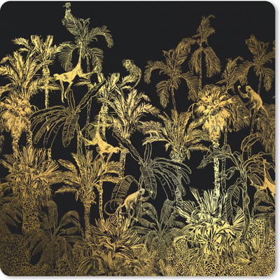 Muismat 20x20 cm - Mousepad Jungle - Goud - Zwart - Muismatten