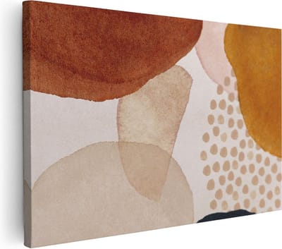 Artaza Canvas Schilderij Abstract - 90x60 cm - Wanddecoratie Woonkamer - Muurdecoratie Organische Vormen - Schilderijen Op Canvas Beige