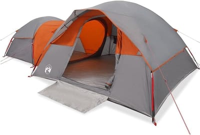 Campingtent 5 Personen - Waterdichte Tent - Buiten Kamperen - Geïntegreerde Stroomaansluiting - N.v.t. - Grijs Oranje