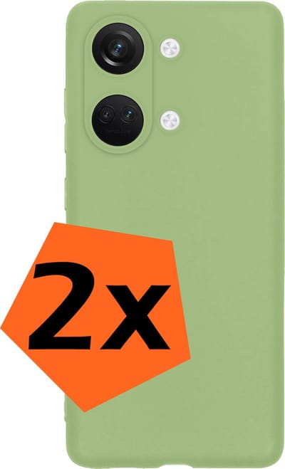 Hoes - 2 Stuks - Geschikt voor OnePlus Nord 3 - Sterk & Shockproof - Case Siliconen - Back Cover - Telefoon Hoes - Groen