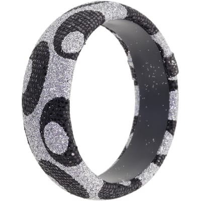 Behave - bangle zwart zilverkleur glitter - party stijl - 21 cm