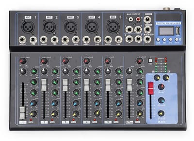 Venzor - 7‑Kanaals Professionele Audiomixer – Digitale Geluidsmixconsole met Bluetooth, USB & 3‑Band EQ – DJ Mixer – Zwart