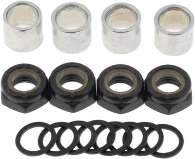 Skateboard Onderdelen - Longboard Accessoires - Skateboarden Verbeteren - Vermindert Wrijving - 4 Moeren 8 Ringen - Zwart