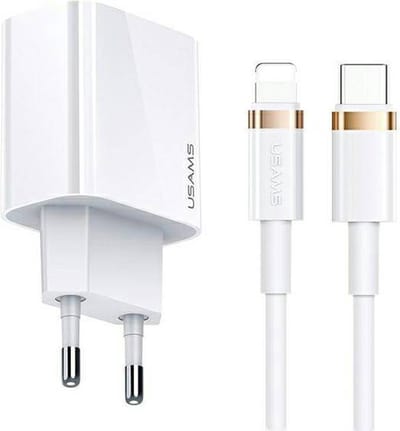 USAMS USB-C naar Lightning - 20W Snellader - Kabel en Stekker - 1.2m