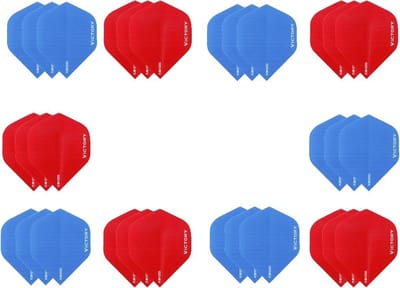 Darts Set - 10 sets (30 stuks) - XS100 Poly flights - duo kleur pakket - Aqua en Rood – flights - dartflights