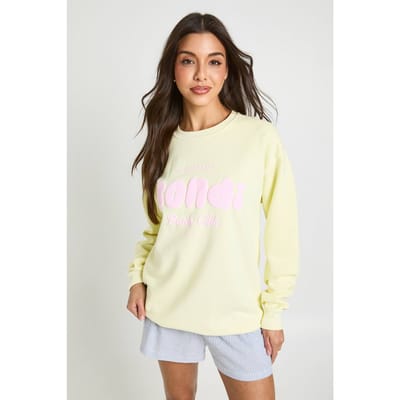 boohoo Dames Bondi Bedrukte Gewassen Oversized Sweatshirt | Citroen | Maat: XL