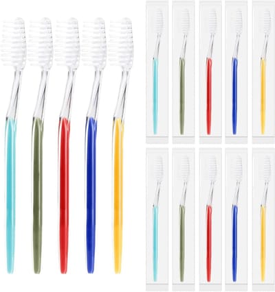 Wegwerp Tandenborstels - Reis Tandenborstels Bulk - Hygiënisch Gebruik - Individueel Verpakt - 200 Stuks - 5 Kleuren