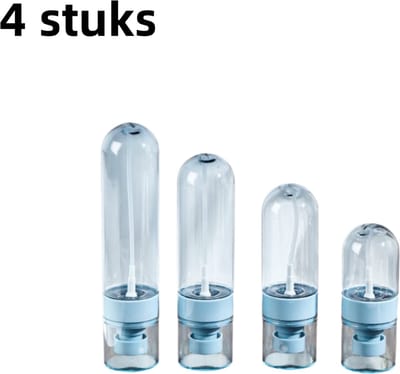 4-delige set - Fijne verstuiver - Verkrijgbaar in verschillende maten (30/60/80/100 ml) - Herbruikbaar - Reisspray - Gezichtsverzorging - Universeel - Helderblauw