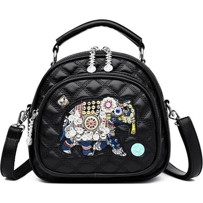 Dames Handtas Schoudertas Diagonale Tas Kleine Etnische Stijl Olifant Klinknagel Rugzak