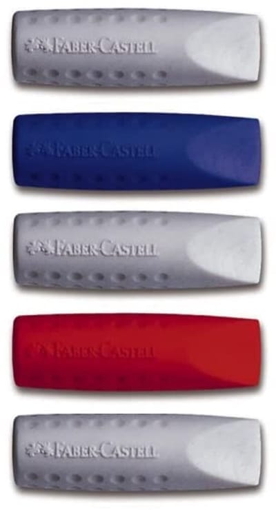 Gumdoppen voor Potloden - 5 Kleuren Set (3 Zilver, 1 Rood, 1 Blauw)